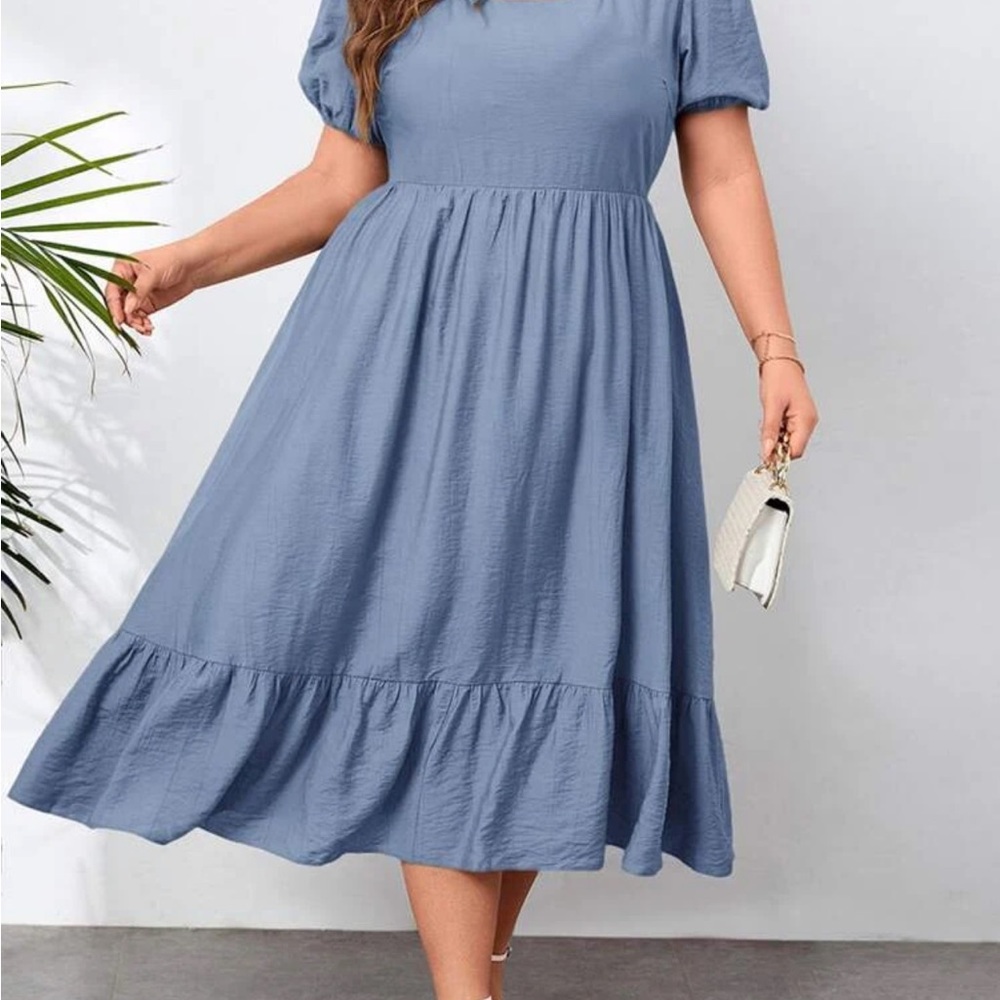 Shein Curve Puff Sleeve Dress